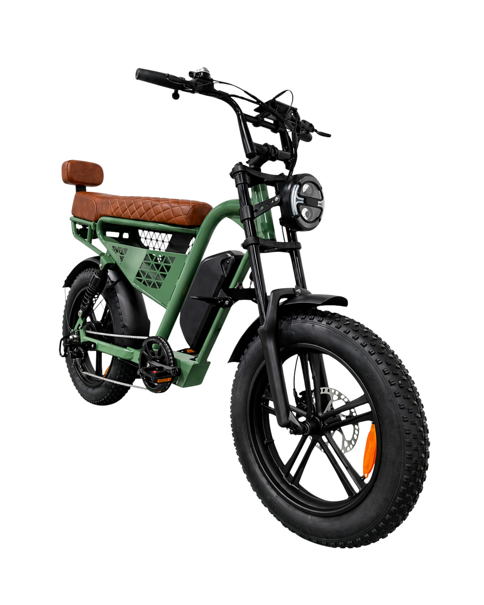 Bicicleta Elétrica EBA220 1000W Verde com Banco Marrom